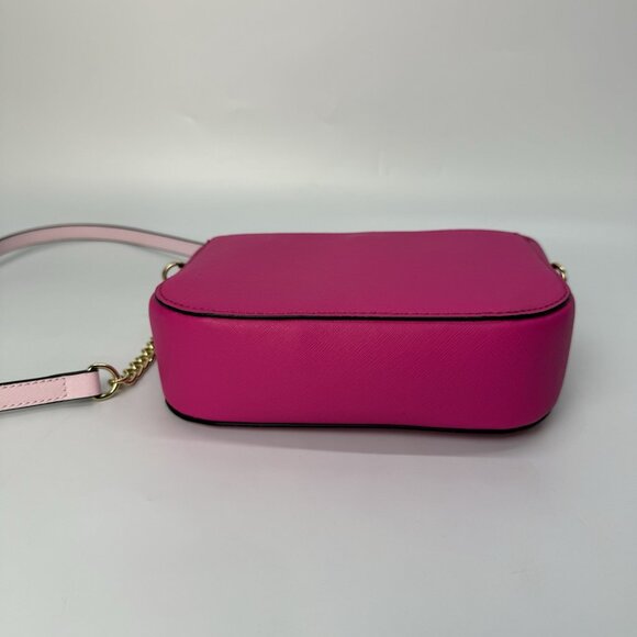 Trina Turk ColorBlock Crossbody Purse‎ Bag Light Pink Fuchsia Metal Chain - Picture 8 of 16